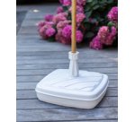 Pied de parasol, plastique, carré, 420 mm, blanc