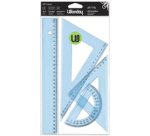 Kit de traçage 4 pièces en plastique incassable, 1 règle 30cm, 1 rapporteur, 2 équerres