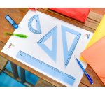 Kit de traçage 4 pièces en plastique incassable, 1 règle 30cm, 1 rapporteur, 2 équerres