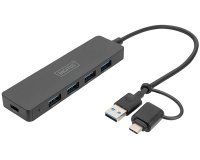 Hub USB 3.0, 4 ports, Slim Line, noir