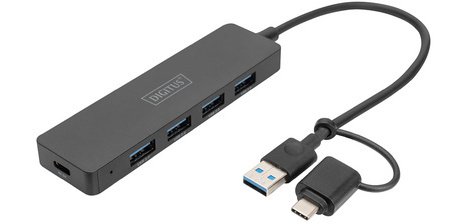 USB Hub 3.0, 4 ports, Slim Line, black