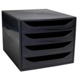 Module de classement ECO 4 tiroirs gris bleu translucide - Dimensions L 28,4 x H 23,4 x P 34,8 cm