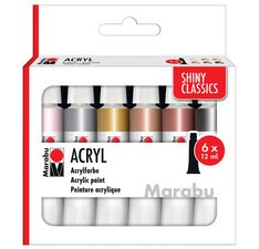 Set de peinture acrylique SHINY CLASSICS, 6 x 12 ml