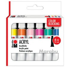 Set de peinture acrylique COLOR BLOCKING, 6 x 12 ml