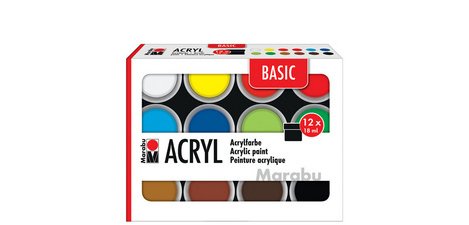 Set de peinture acrylique BASIC, 24 x 18 ml