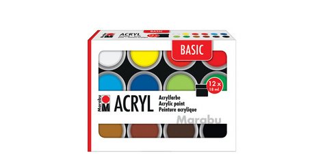 Set de peinture acrylique BASIC, 12 x 18 ml