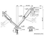Support double écran, alu, longueur bras: 450 mm