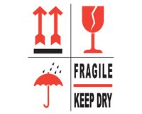Étiquette d'avertissement 'FRAGILE/KEEP DRY'