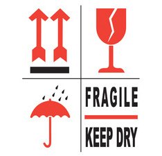 Étiquette d'avertissement 'FRAGILE/KEEP DRY'