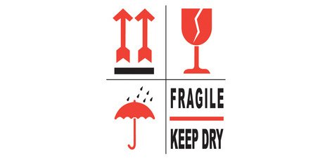 Étiquette d'avertissement 'FRAGILE/KEEP DRY'