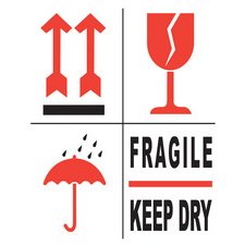 Étiquette d'avertissement 'Fragile/Keep Dry'