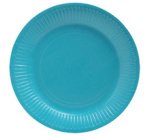 Plate, paper, round, 230 mm, turquoise blue