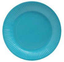 Assiette en carton, rond, 230 mm, bleu turquoise