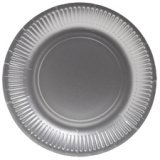 10 Assiettes en carton rondes, 23 cm - Argent