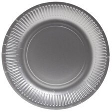 Assiette en carton, rond, 230 mm, argent