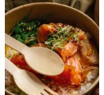 Cuiller en bois ciré, longueur: 160 mm