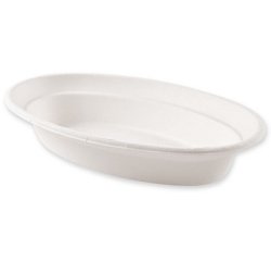 Plat en canne à sucre, ovale, 680 ml, blanc