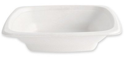 Plat en canne à sucre, carré, 400 ml, blanc