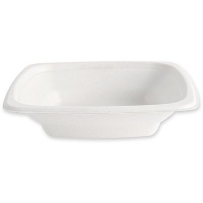 Plat en canne à sucre, carré, 400 ml, blanc