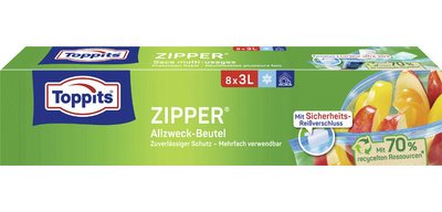 Sachet multi-usage avec zip, 8 x 3 litres