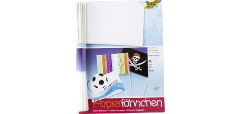 Drapeau en papier, A5, longueur tige: 400 mm, blanc