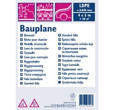 Bâche de chantier LDPE, 40 microns, 4x5m, translucide