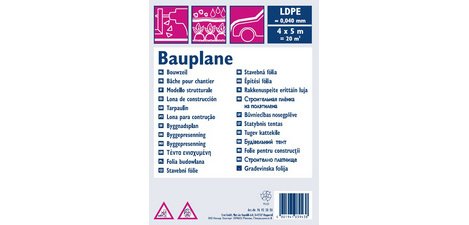 Bau-Abdeckplane aus LDPE, 40 Mikron, 4x5m, durchscheinend