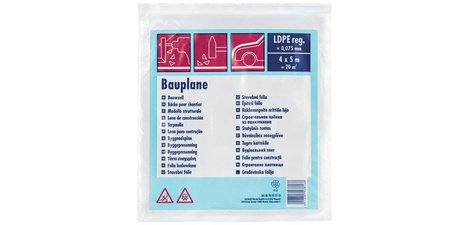 LDPE construction tarp, 75 microns, 4x5m, translucent