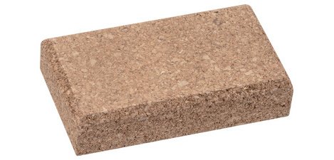 Schuurblok van kurk, 120 x 60 x 40 mm.