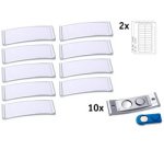 Badge, 68 x 22 mm, set de 20, argent