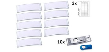 Badge, 68 x 22 mm, set de 20, argent