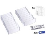 Badge, 68 x 22 mm, set de 20, argent