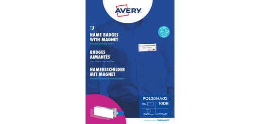 Badge, 70 x 30 mm, set de 10, anthracite