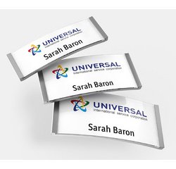 Badge, 70 x 30 mm, set de 5, argent