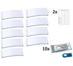 Badge, 70 x 30 mm, set de 10, argent