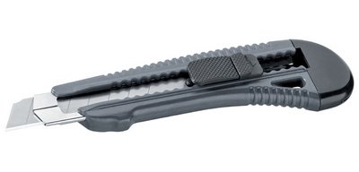 Snijder, plastic, mes: 18 mm, grijs