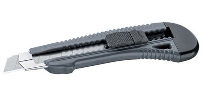 Cutter, plastique, lame: 18 mm, gris