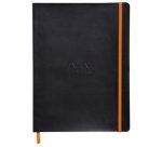 Rhodiarama carnet souple 19x25 cm 160 pages ligné papier ivoire 90g fermeture élastique - Noir