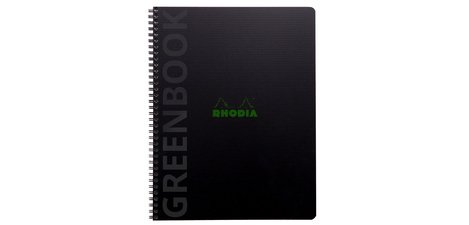 Rhodiactive Greenbook ligné, A4+, perf.4 trous, papier recyclé 90g FSC® - Noir