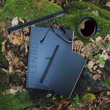Cahier à spirale GREENBOOK, A5+, quadrillé, noir