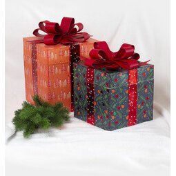 Gift box made of papier-mâché, cubic shape, set of 2