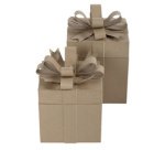 Assortiment de 2 boîtes cadeaux carrées 26x26x32,5 cm - Kraft