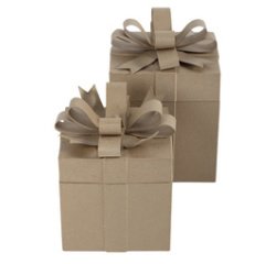 Gift box made of papier-mâché, cubic shape, set of 2