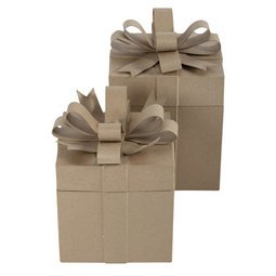 Gift box made of papier-mâché, cubic shape, set of 2