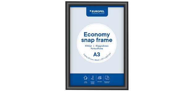 Cadre porte-affiche Economy, B1, 25 mm, noir
