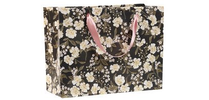 Geschenktasche "Primel" 32 x 13 x 24,5 cm - Schwarz