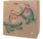 Sac cadeau de Noël '2 oiseaux sur branche', petit