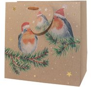 Sac cadeau de Noël '2 oiseaux sur branche', petit
