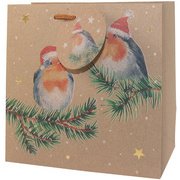 Sac cadeau de Noël '2 oiseaux sur branche', petit