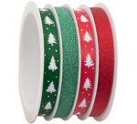 Bolduc sur bobine multiple, 4 rubans, rouge/vert